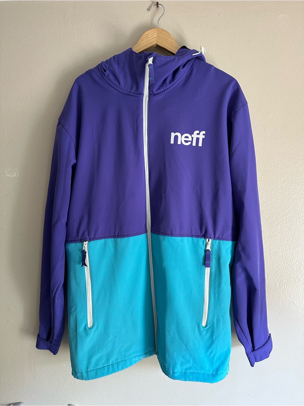 Neff Two-Tone Purple & Teal Hooded Snow Jacket